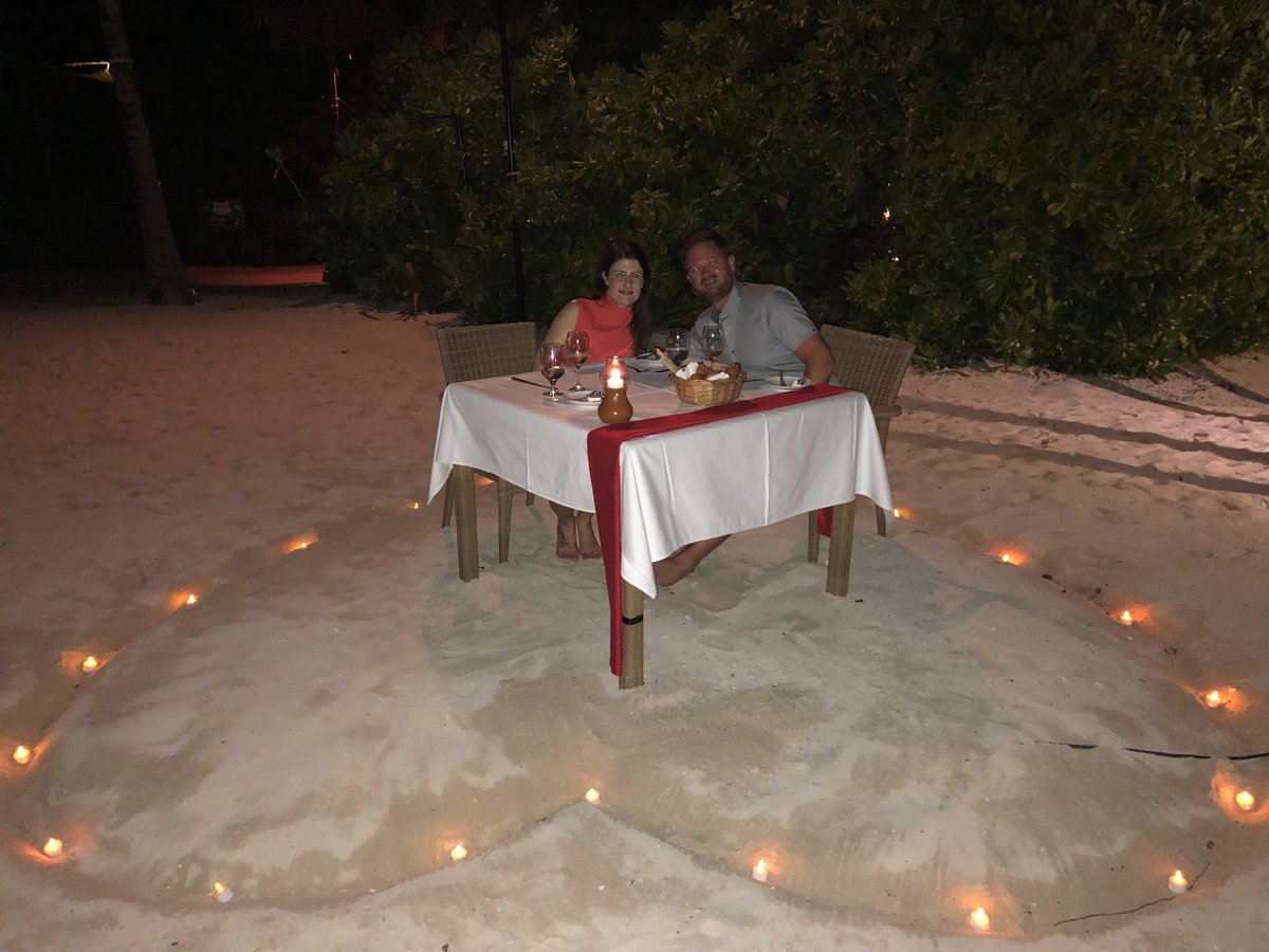 PaulColcomb's tweet photo. Fantastic meal on the beach to celebrate our honeymoon #helengeli #oblu https://t.co/OsdtJJbBS9