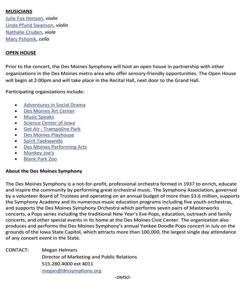 Courageleaguesp's tweet photo. CLS Families! Here is an opportunity for you and your child(ren) to experience the symphony! The @DMSymphony is hosting a sensory friendly concert on Sunday, June 9th with some fun activities included. Information and contact information is located in the attached flyers! https://t.co/eruYuhUqOX