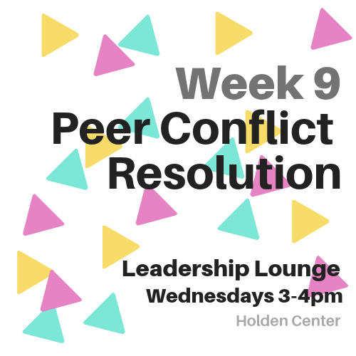 Conflict can be a daunting thing, come chat with us about it this Wednesday from 3-4 pm in the Holden Center!