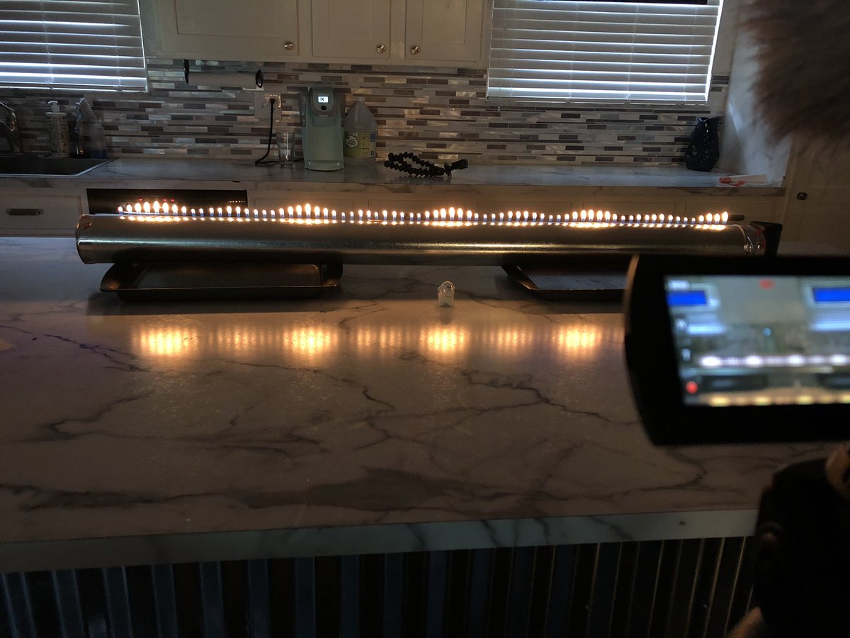 OriginalMisterC's tweet photo. Just finished building my #rubenstube and have started doing some frequency testing. What an awesome way to illustrate sound waves and frequencies! #stem #fun #steam #daytonstemguy #flame #sound #demo #diyscience https://t.co/sRrAckMKdM