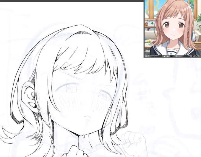 真乃ちゃん絵描いてます。明日には完成させるつもり! 