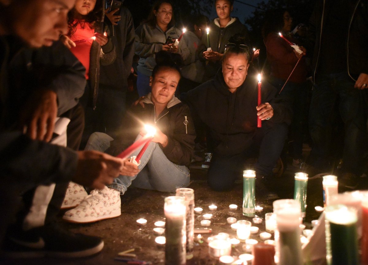 This is the mother of  #CharlesRoundtree at a vigil for his murder at the hands of the San Antonio Police Department.