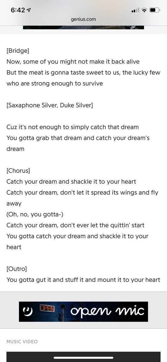 If you’re having a bad day, just read the lyrics to Catch your Dream from Parks and Rec.  It won’t disappoint.