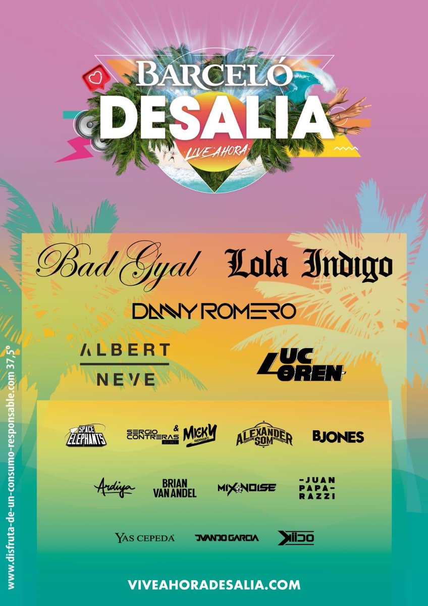 Que ganas tenía de compartir este cartel, un año más en #desalia <a href="/RonBarceloSpain/">RONI🔥</a> <a href="/soufast/">ferprie</a> <a href="/lolaindigomusic/">lola indigo | info oficial</a> <a href="/DannyRomeroprod/">Danny Romero</a> <a href="/albertneve/">Albert Neve</a> <a href="/LucLoren/">Luc Loren</a> <a href="/spacelephants/">SPACE ELEPHANTS</a> <a href="/Sergi0Contreras/">Sergio Contreras</a> @MRlos40 <a href="/alexandersom/">Alexander Som</a> <a href="/BrianvanAndel/">Brian van Andel</a> <a href="/ArdiyaWorld/">Carletes De La Plaza</a> <a href="/mixandnoise/">mixandnoise</a> <a href="/JuanPaparazzi/">𝕵𝖚𝖆𝖓 𝕻𝖆𝖕𝖆𝖗𝖆𝖟𝖟𝖎</a> <a href="/yascepeda/">yas cepeda</a> <a href="/kiidomusic/">KIIDO</a>