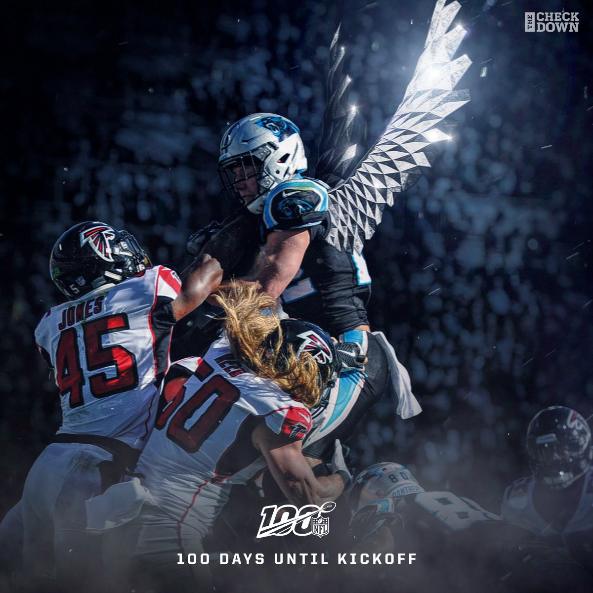 thecheckdown's tweet photo. 100 days until the 100th @NFL season. 

Here's to the next 100. 🚀🏈 https://t.co/JUzF7GCpe6