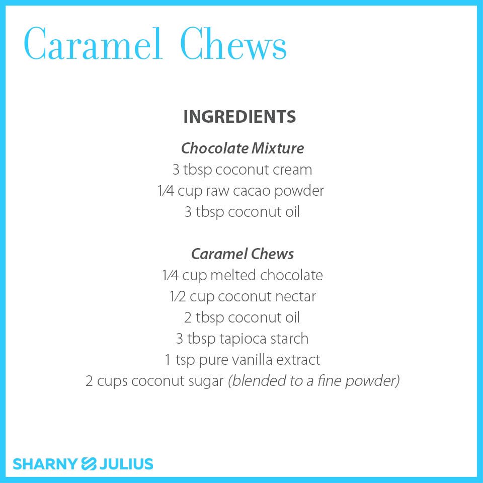 sharnyandjulius's tweet photo. Any fans of caramel around here? 🙋🏼‍♀️

We've got just the thing! Caramel Chews are our featured recipe for this week's #SJHealthyJunk. This recipe also includes how to make your own healthy chocolate mixture that you can use for other recipes. 🍫 https://t.co/p9v4fME0VV