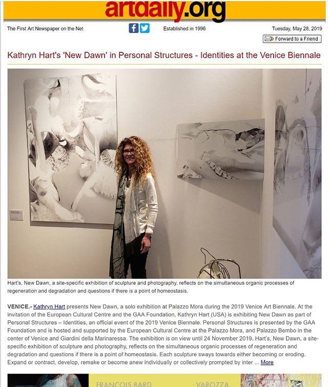 KathrynHartArt's tweet photo. Super pleased my show, New Dawn, with the European Cultural Centre was chosen as ArtDaily's Cover Story today! 58th Venice Biennale....@ecc_venice....#personalstructures2019....#personalstructures....#venicebiennale....#labiennaledivenezia....#venicebie… https://t.co/HluG7Spyby https://t.co/mPNgYxw64T