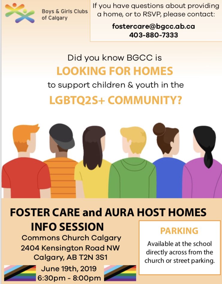 Are you interested in providing safe housing for #LGBTQ2S+ children &amp; youth in #yyc? Come meet the team @bgcc1939 &amp; learn more!