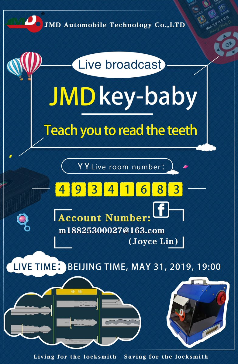 the JMD Chinese keybeby live broadcast course is in YY &amp; FB, if you are interesting about keybaby and want to know how to read the key tooth number, JMD welcome you to join us online!