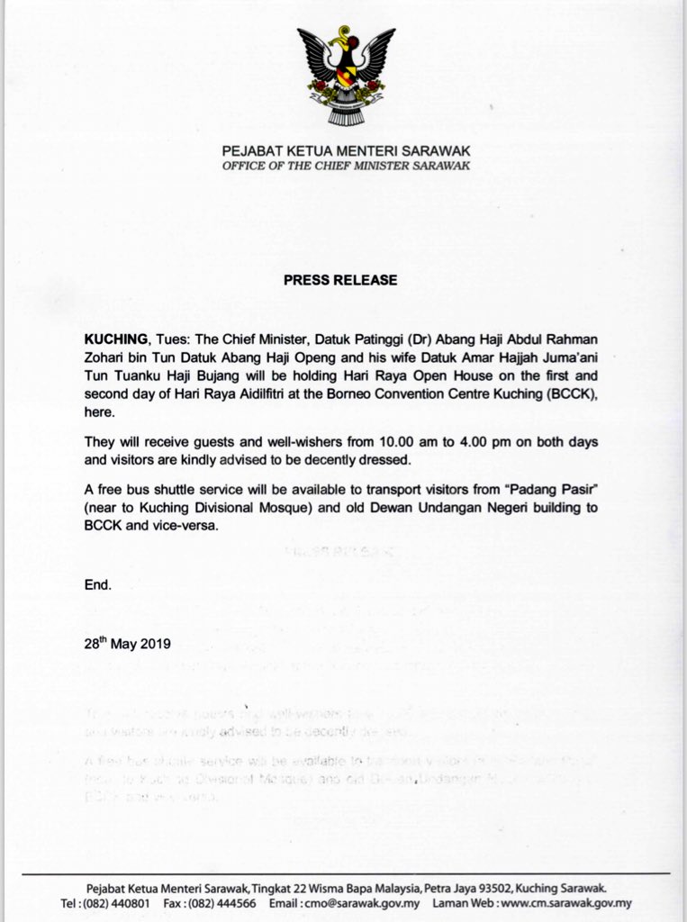 Cm Office Abang Johari Hari Raya Open House