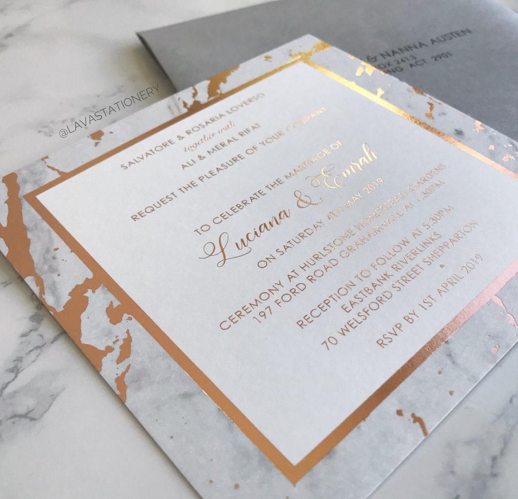 One of my absolute favourite invitations. Marble and rose gold foil for Luciana 💗

•••

#luxuryweddinginvitations #rosegold #rosegoldinvitations #marbleinvitations #rosegoldfoil #melbournewedding #sydneyweddinginvitations #customweddinginvitations #foilstamping #weddingdetail