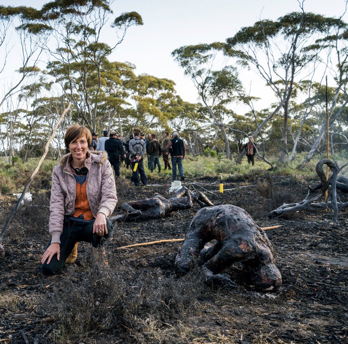 #WBW — Producer Sam Jennings on set, surrounded by some crispy prosthetic Viral corpses (designed and built by Larry Van Duynhoven and the team at @scarecrew_studios). #CARGOfilm #australianfilm #netflix #spfxmakeup #spfx #prosthetics #zombie
