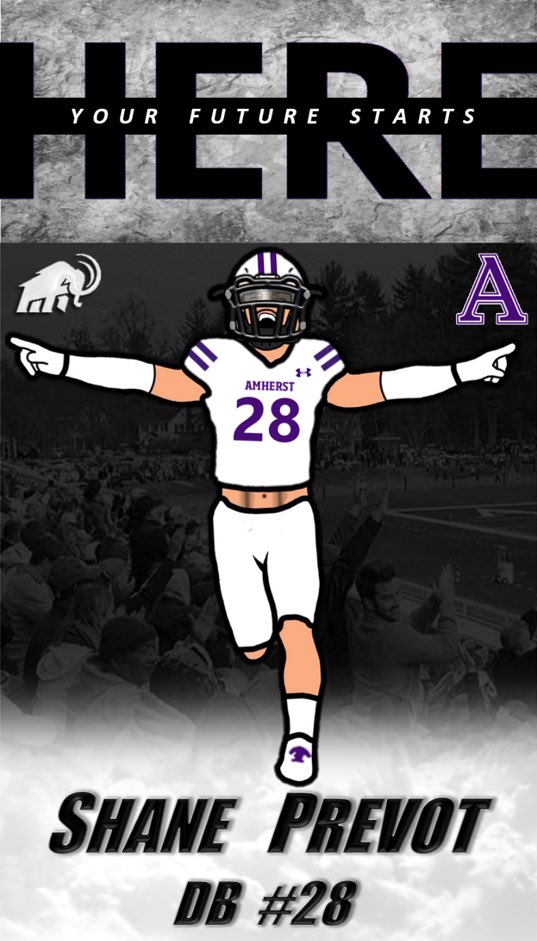 Shaneprevot's tweet photo. After a great day at camp last week, I am thankful to have received an offer to play football at Amherst College.  Big thanks to @CoachEJMills and @coachmcthompson https://t.co/1vs7h4yQ39