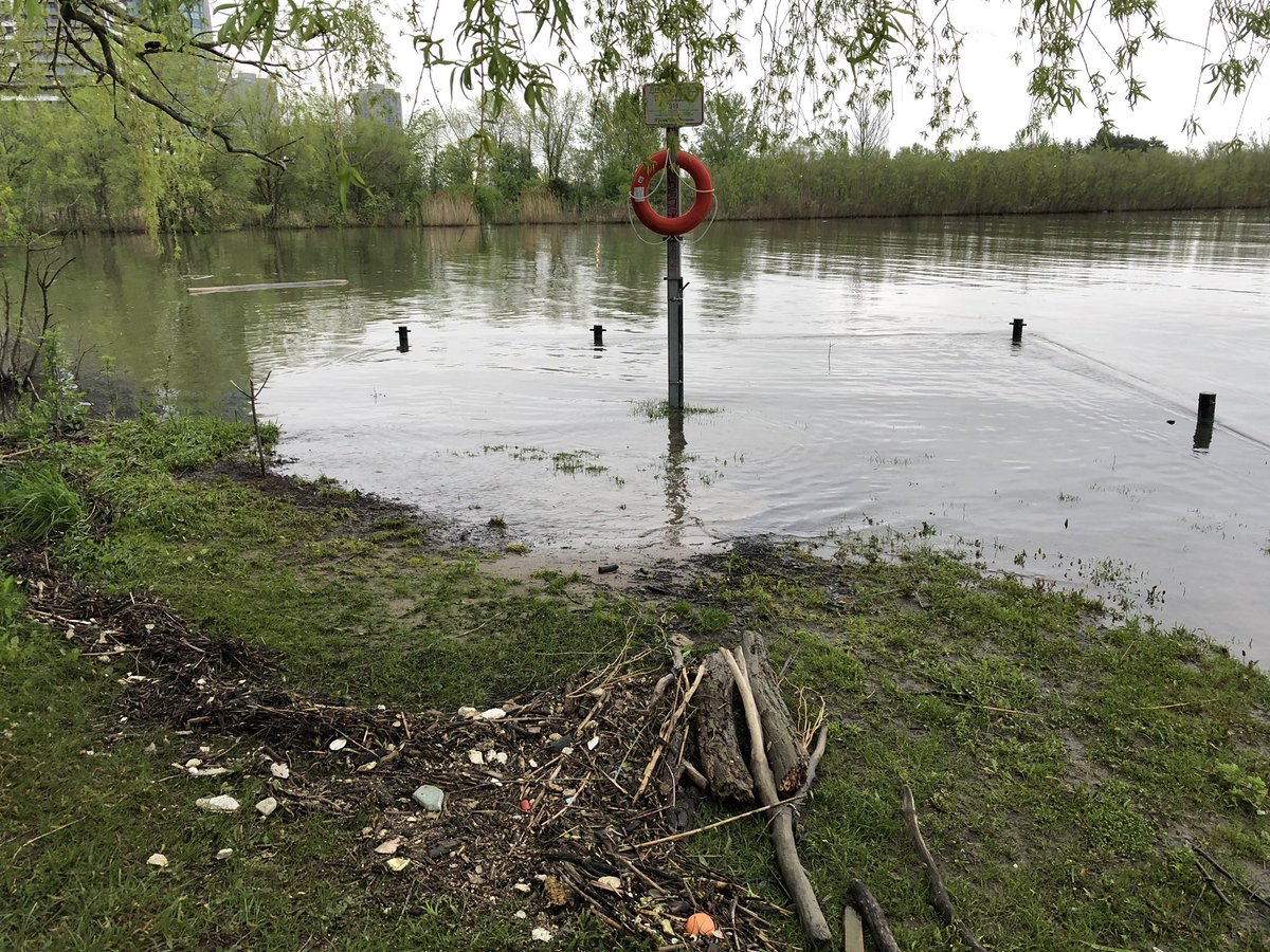 MimicoCreek's tweet photo. There’s usually a creek bank to walk down into near the boat launch at the mouth of Mimico Creek. #LakeOntario #highwaterlevels Out testing water quality with @water_rangers test kit. https://t.co/Rij0SUHfF6