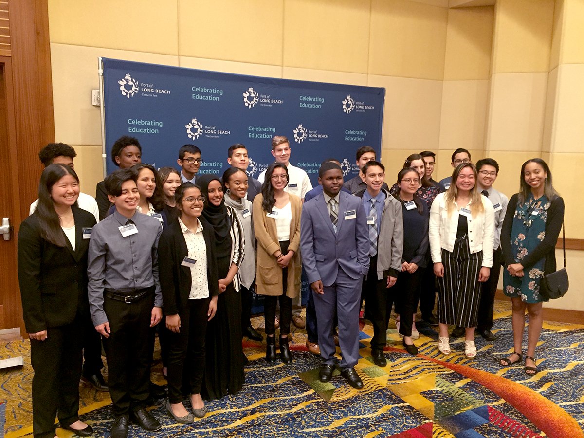 portoflongbeach's tweet photo. #POLB's 2019 high school interns will start their paid six-week program in July but they kicked things off today at the Port's Celebrating Education event. Welcome! Our education outreach includes scholarships and partnerships with #LBUSD, #LBCC, #CSULB and local industry. https://t.co/arKs0oPwOq