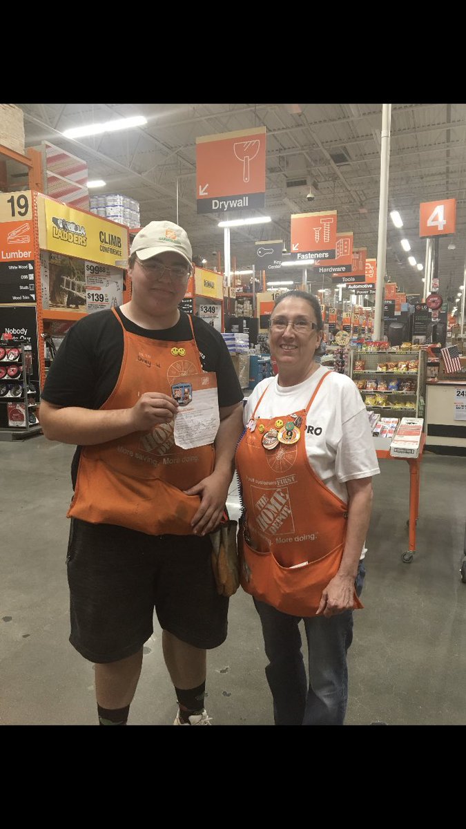 Drey defiantly deserved this homer badge.  Hardware associate loading customers and bringing in carts. Going over and beyond this Memorial Day weekend!!! #3828thebeast