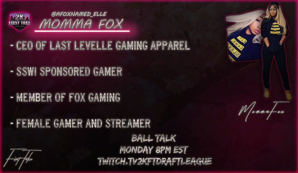 Tune in to BallTalk tonight ‼️

⏰9:30

🎙 @jethro_fro <a href="/TheeJoeVegas/">Joe Vegas II 𝖎𝕭𝖆𝖑𝖑 Vegas</a>

📺 Twitch.tv/2KFTDraftleague 

<a href="/TheProcess_Live/">Process</a> @2kFirst_Take <a href="/SSWIGameNation/">SSWIGameNation™️</a> <a href="/WalkOnWarriors/">⚠️ Walk-On Warriors</a> @2KHUNTSEARCH <a href="/NBA2KLeague/">NBA 2K League</a>