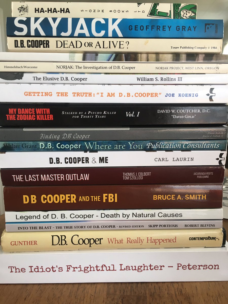 DBCooperPodcast's tweet photo. Two more to add to the library. The Tosaw book is signed too! #DBCooper #TrueCrime #FBI #Norjack #conspiracytheory #Reading #PNW @JoeKMI @RobertMBlevins @pharrgym @martyandrade https://t.co/imIxjeIOP7