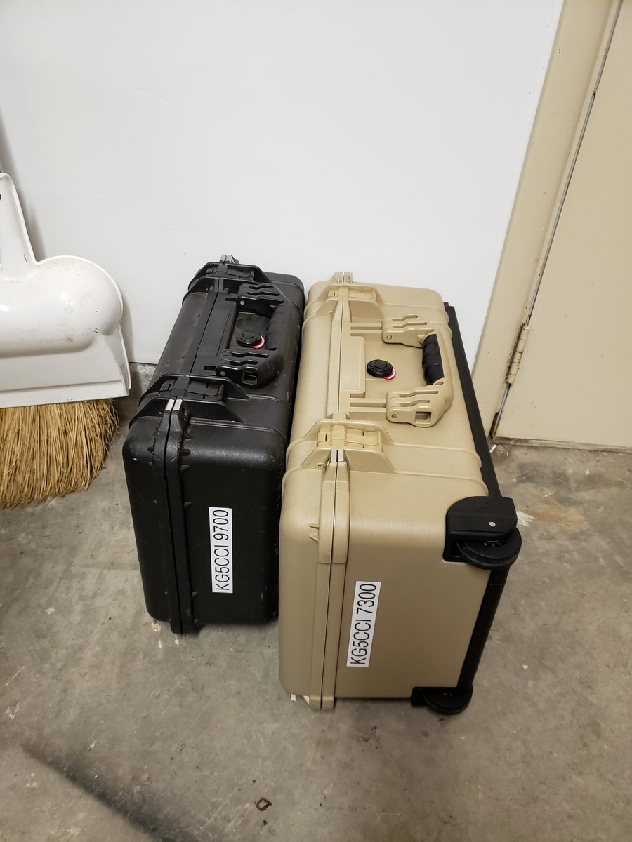 KG5CCI's tweet photo. We're 10 days out from the #W7D (That's Wyatt &amp; Dave in 7 Land) rove to rare grids with big antennae and all the watts. Making sure my two "shacks in a box" fit with no issues this evening. https://t.co/o7XXboA6MI