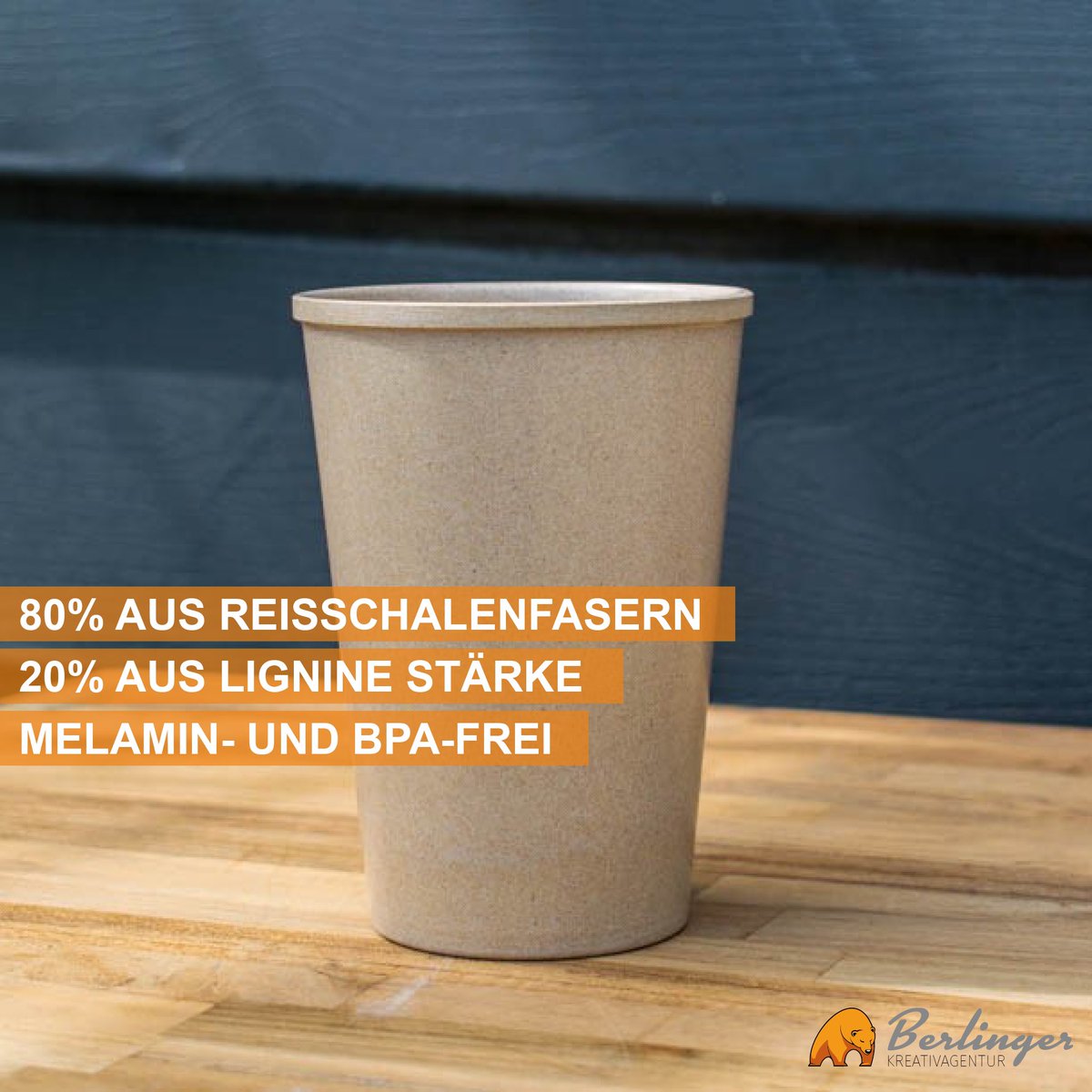 Es gibt viel Reis auf der Welt. Das heißt, es gibt auch eine große Menge an Reisabfällen in Form von Blättern, Schalen und mehr. Aus den Abfällen werden Kaffeebecher hergestellt. Reisschalenfasern (80%) und Ligninstärke (20%). Melamin- und BPA-frei. Quelle:wowproducts