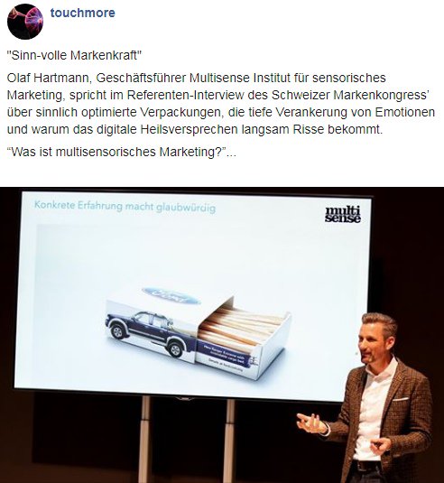 multisenseforum's tweet photo. “Sinn-volle Markenkraft” - Olaf Hartmann, Geschäftsführer Multisense Institut für sensorisches Marketing, im Referenten-Interview des Schweizer Markenkongress’:
https://t.co/QKaZGCH3a1
#neuromarketing #multisensory #haptik #packaging https://t.co/BVXU9zXZlo