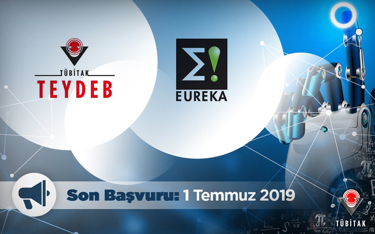 TÜBİTAK Geleceğin teknolojisini üreten firmaları destekliyor! 🤝

✔ Uluslararası ortağını bul 🌎
✔ TÜBİTAK’a başvur
✔ @EUREKA_Network Projeleri’ne katıl

🗓 Son Başvuru: 1 Temmuz

Uluslararası başvuru 👉🏻 eurekanetwork.org/content/call-p… …
Ulusal başvuru 👉🏻 eteydeb.tubitak.gov.tr/teydebanasayfa… …