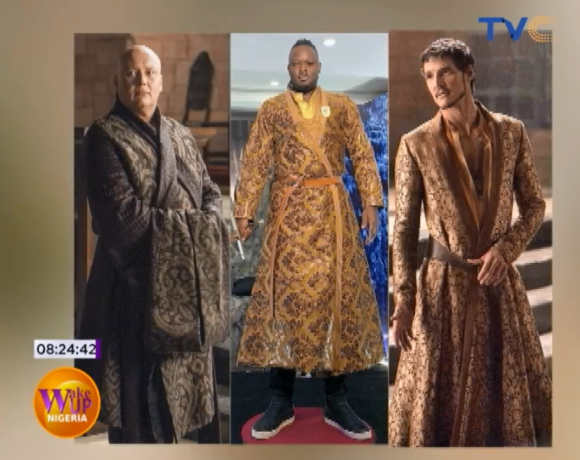 TVCconnect's tweet photo. Fashion Police kind of segment on #WakeUpNigeria...review of some outfits at IK's Game of Thrones themed party. PS: Guests reportedly had 3 months to prepare for this party. ๐ #IKSGOT40 #GOT40 #IKat40 https://t.co/ux7vSXxj0T