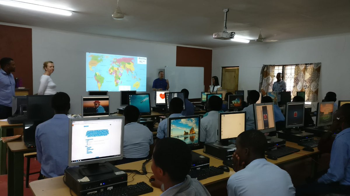 Giving introductions in the newly built computer lab at Kapanda High School!