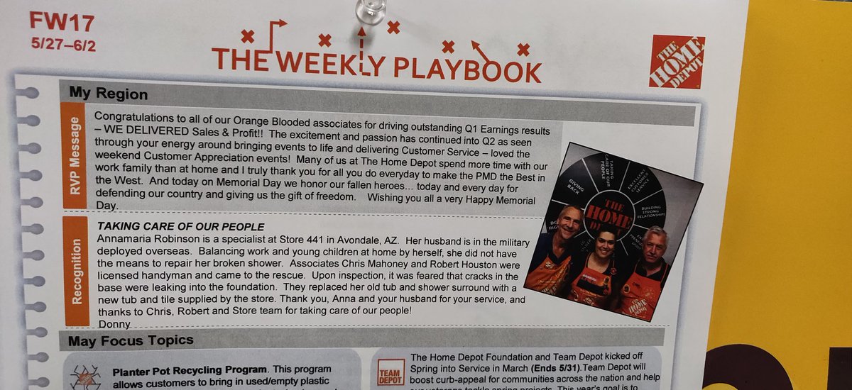thd_steveb's tweet photo. Great job Chris and Robert for receiving the shoutout from @DJJKsanchez in this week's weekly playbook for simply living our values and giving back @RAttuso @rebekahbunn5 @DHRM_mjackson #team441 #tothemax https://t.co/WUOTsHMsWX