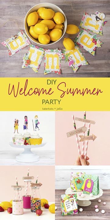 Throw a Bright and Happy Summer Party to celebrate the beginning of Summer. Tatertots &amp; Jello shares how to make a DIY Summer Banner, Party Straws, Summer Cupcake wrappers and toppers, Summer Party Bags, plus Party Drinks!

bit.ly/2MbfAtT