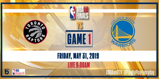 NBAPremium's tweet photo. @Raptors vs @warriors
#NBAFinals Game 1
LIVE on NBA Premium TV and @BTVHoops.
#WeTheNorth #DubNation #PlayByPlayEveryday https://t.co/93mdPNEEFU