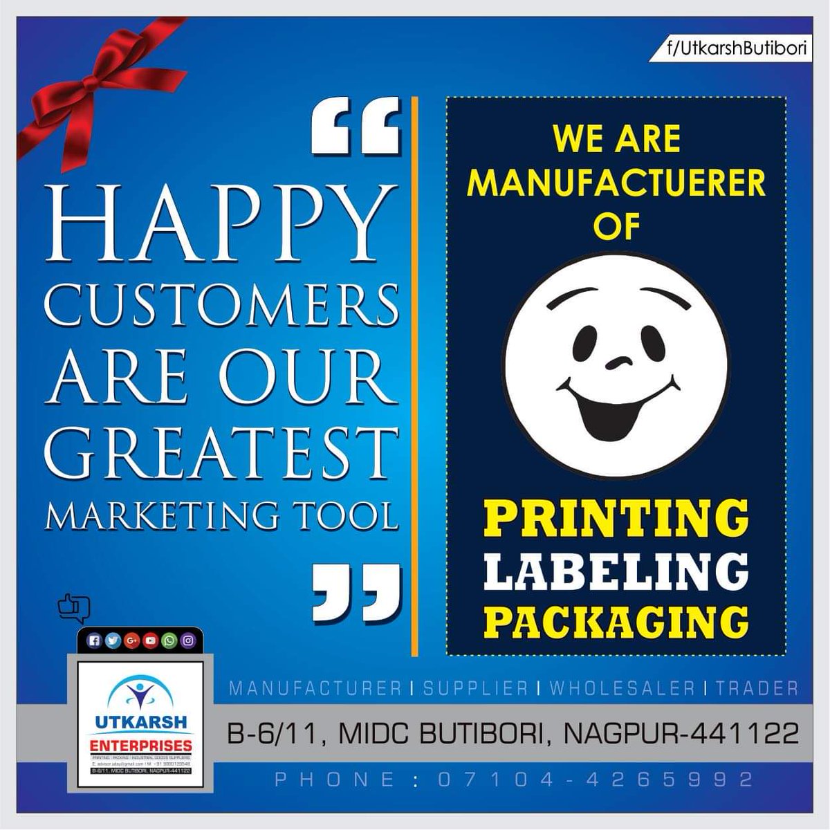 AdvisorUday's tweet photo. Happyπ #Customers are Our Greatest #Marketing Tool
#memorable #Impression
-----------------------------------------------
#Printed #Customise #Hanging #Danglers
#Blister_Packaging #Vacuum_Packing
#Punching #Lamination #Die_Cutting
#General_supplier #Startup #Vacuum #Packing https://t.co/mJppWowGG9
