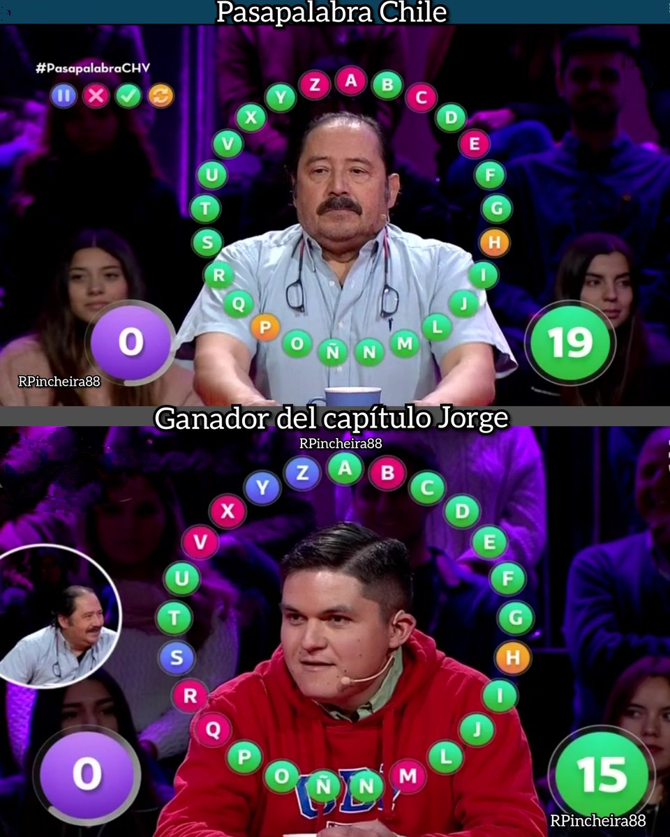 RPINCHEIRA88_'s tweet photo. Jorge Figueroa gano el capítulo nuevamente esta vez con 19 aciertos y Alexander Rodriguez obtuvo 15 aciertos en el #rosco de pasapalabra Dbat #pasapalabra #JorgeFigueroa
#Alexander #Jorge #AlexanderRodriguez #maipu #chile #PasapalabraChile #CHV #PasapalabraCHV #MundialPasapalabra https://t.co/IbrXHUicRp