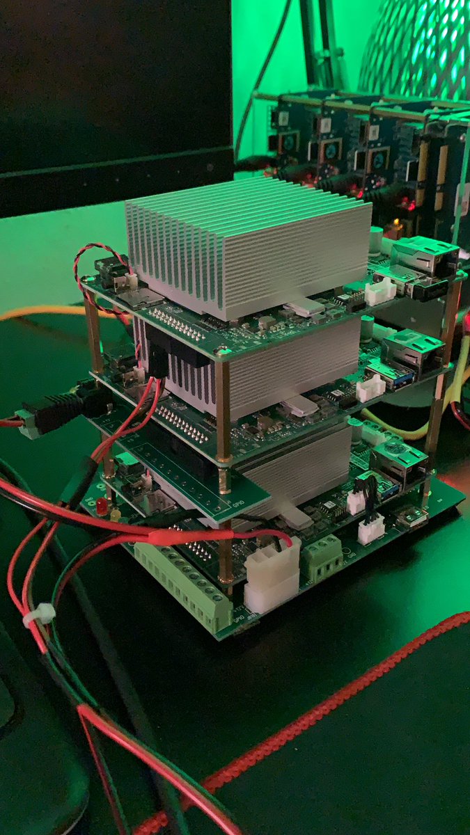 lowerjd's tweet photo. #atomicpi cluster wired up and stacked. https://t.co/gOdETIb2XW