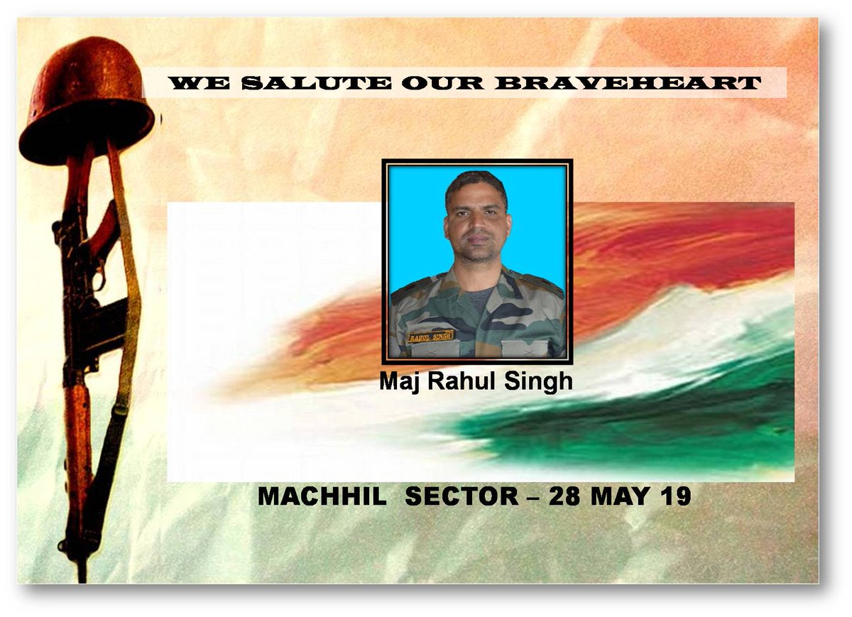 NorthernComd_IA's tweet photo. #LtGenRanbirSingh, #ArmyCdrNC and all ranks salute the supreme sacrifice of Maj Rahul Singh and offer deepest condolences to the family. 
@adgpi @PIB_India @SpokespersonMoD https://t.co/E4SYmzRJGT