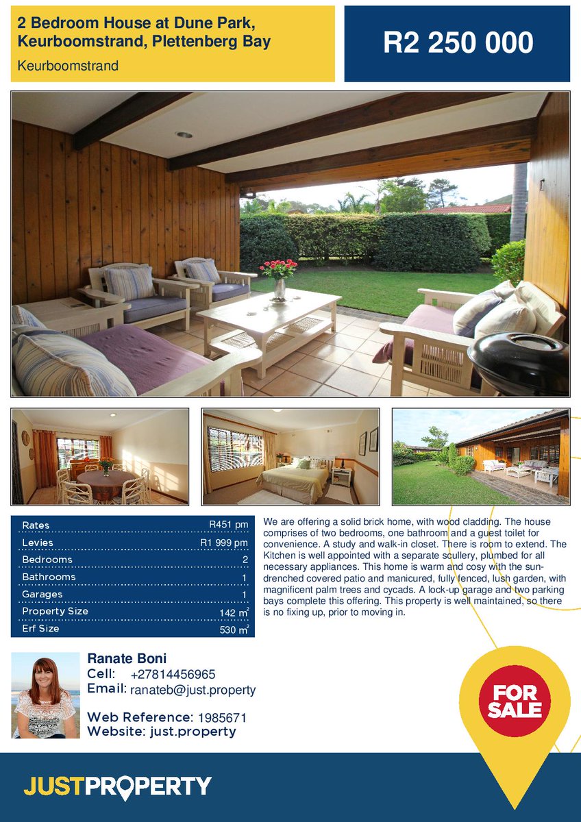 JustpropPlett's tweet photo. 2 Bedroom House for SALE
#DunePark #JustPropertyPlettenbergBay #RanateB
Contact Ranate for more INFO
OR
See what more we can offer
https://t.co/jJNWPs8jxv https://t.co/hkQyFtsu6i