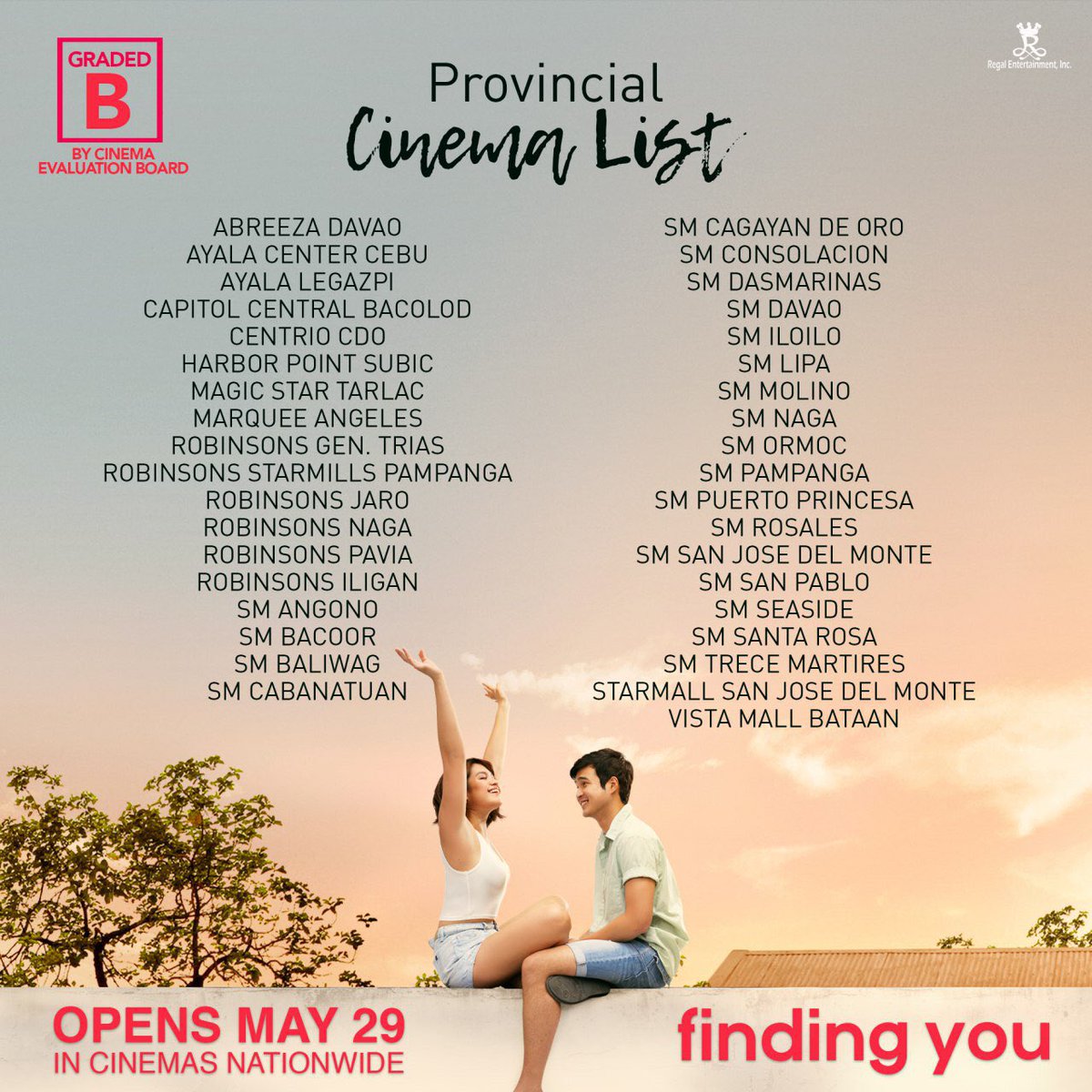 HashtaggerBlcan's tweet photo. Ito Pa Ang Mga Sinehan na Pwede Po nting mapanood Ang Showing Npo Ngayong Araw Ang 
Finding You starting @ponce_jerome @JaneOinezaheree
@ClaireRuizHart_ and @thedonlucas Kya Ano pang Hininhintay Nood npo tyo 

#FindingYouNowShowing https://t.co/swdm4hnRJM