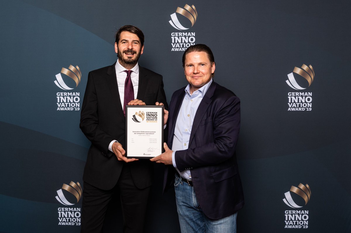 dynamicEflow's tweet photo. Happy to announce: DEF is winner of the German Innovation Award 2019 / Excellence in Business to Business in the category E-Mobility Technologies! CEO Michael Naderer and shareholder Georg Zundel accepted the award yesterday in Berlin. @DesignInGermany #innovation #hardwork https://t.co/B4clvlPuyE