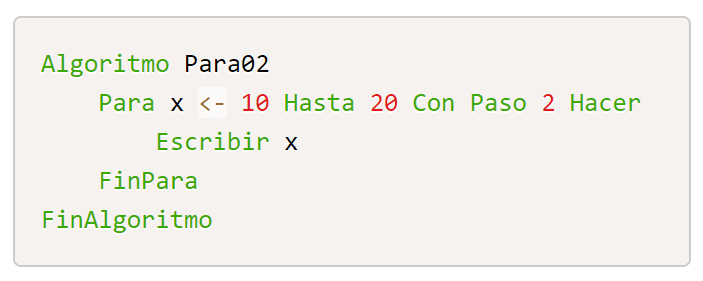 AprendeAprog's tweet photo. #Pseudocódigo 10: La orden #Para de #pseint permite el modificador #conPaso, para indicar cuanto se incrementará la variable en cada pasada https://t.co/EcPcdSoDe7