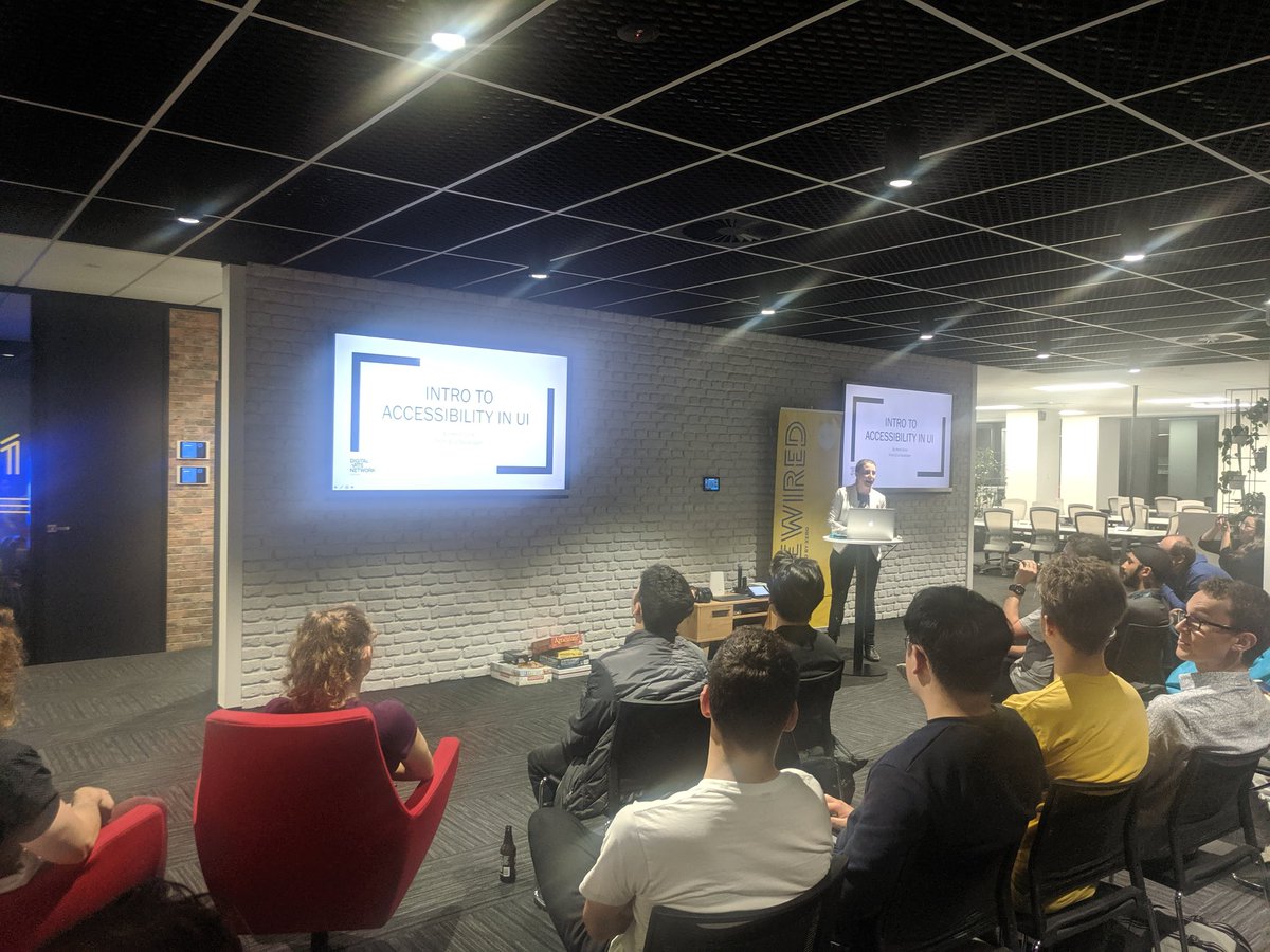JuniorDevNZ's tweet photo. Our first speaker Heidi is a front-end developer at Digital Arts Network 🌟 she's sharing accessibility tips to help ensure everyone can access our sites https://t.co/kda0pvywF8