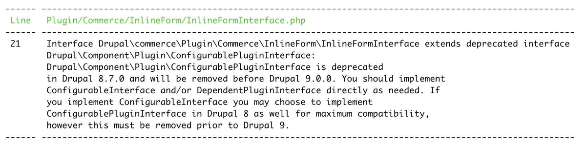 OndrejMirtes's tweet photo. Drupal community wants to use PHPStan to get rid of tons of deprecated code so I released phpstan/phpstan 0.11.8 and phpstan/phpstan-deprecation-rules 0.11.2 that includes the message next to the @deprecated tag in the report.

Thanks to @nmdmatt for the initial work on this! 🙌 https://t.co/UiYpJqFOGX
