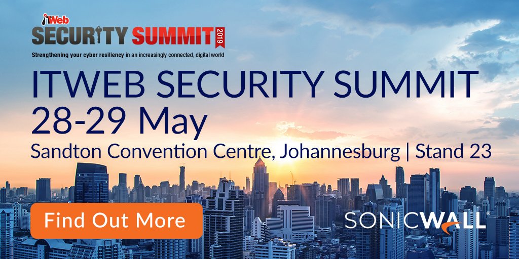 SonicWall's tweet image. Day two of the @ITWeb Security Summit 2019 in Johannesburg is today! We&apos;re at Stand 23. bddy.me/2VWqweO #ITWebSS2019
