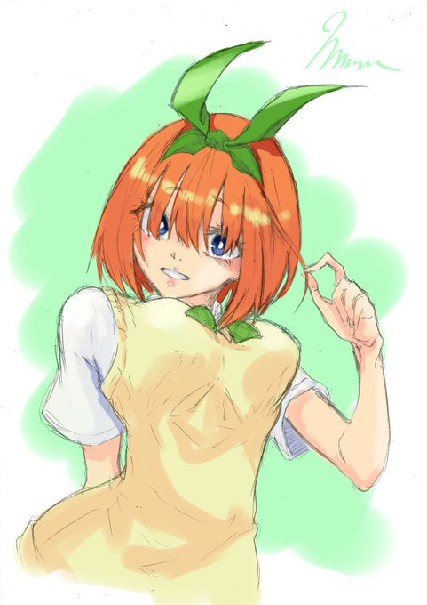マルちゃんさんがTwitterに投稿した中野四葉(五等分の花嫁)のイラスト。