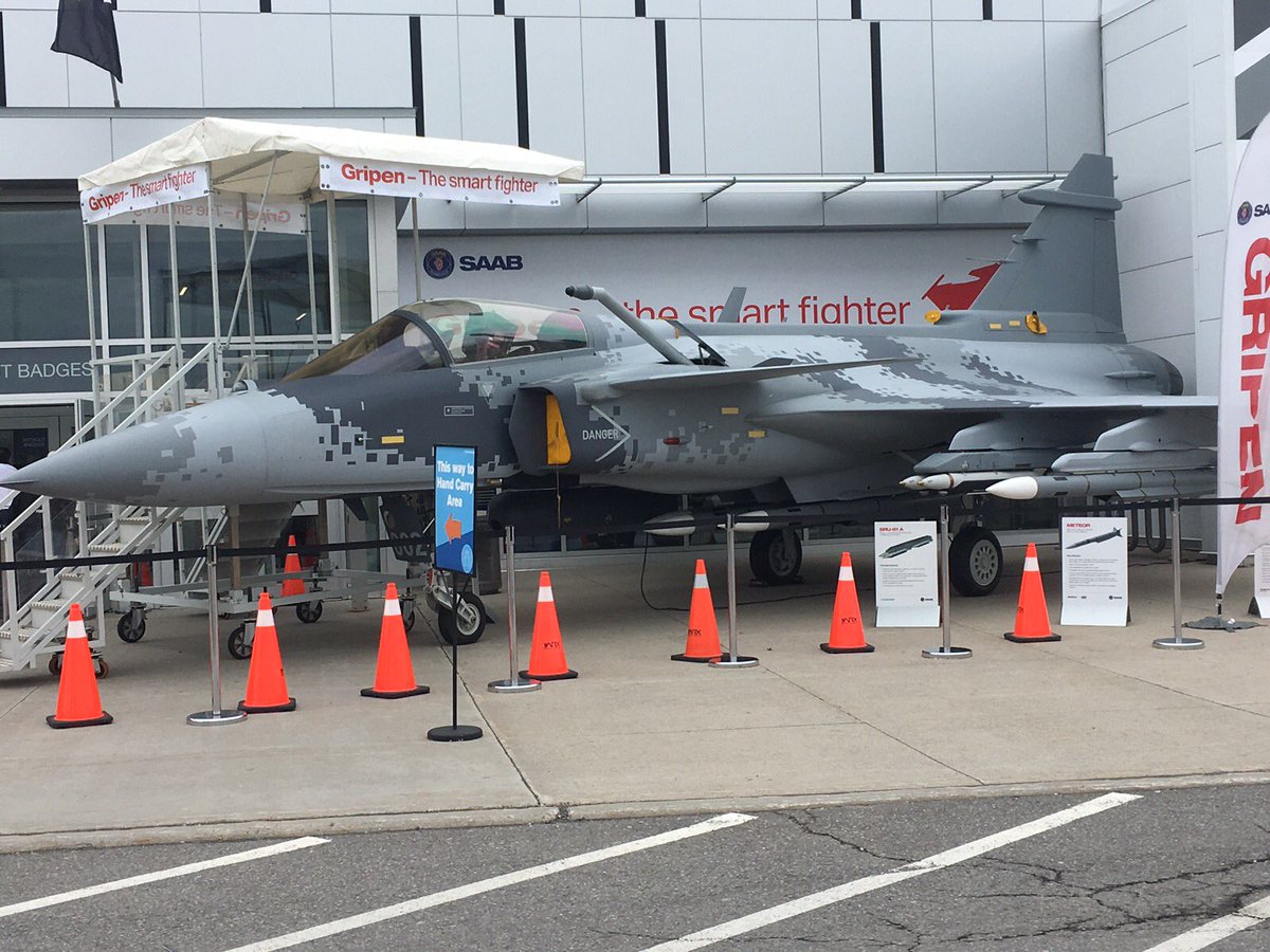 There’s something about the Gripen fighter jet that turns every grown man into a little boy again. #CANSEC2019 #Saab