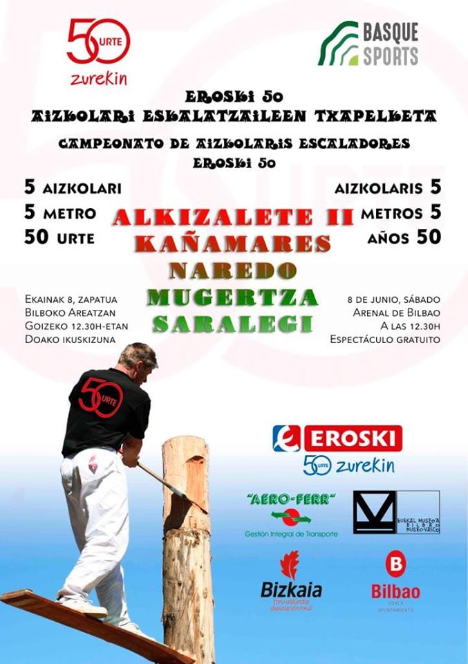 10 egun baino ez dira geratzen gure Eroski 50 Aizkolari Eskalatzaile txapelketarako!
➡️ 5 aizkolari
➡️ 5 metroko altuera
➡️ Sarrera dohainik
Zure zain gaude ekainaren 8an, larunbata, 12: 30ean Bilboko Arenalean 😉 https://t.co/mjZDpG1nJP