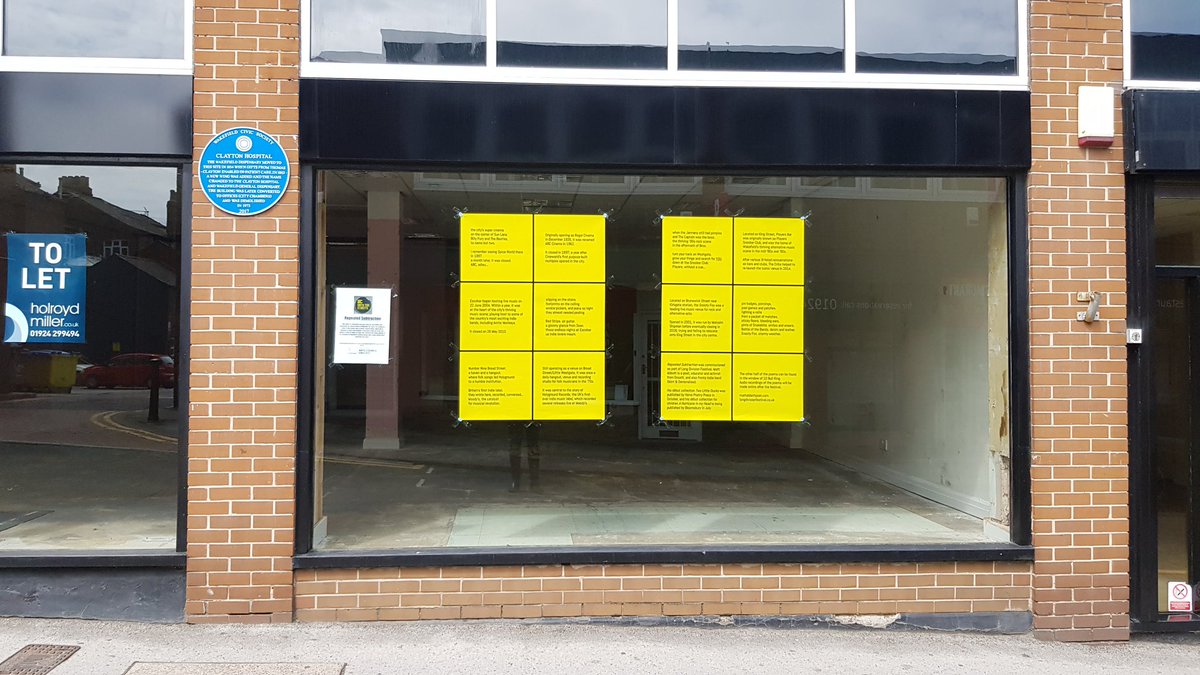 mattabbottpoet's tweet photo. Absolutely buzzing to see my @Long_Division_ #OntoTheStreets commission in all it's glory. I've written 10 mini poetic odes to former Wakefield music haunts ✍🏻
See this and more at tonight's @artwalkwake, plus obviously #LD2019 this weekend!
https://t.co/jc1U7cM4Sq https://t.co/C3I29jjiHy