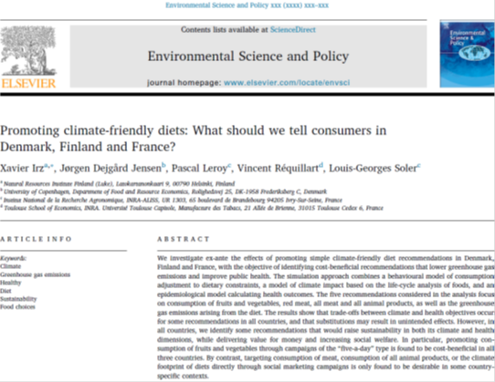 Targeted social marketing campaigns are required to promote climate-friendly &amp; healthy diets. Simple messages change behaviours, reduce climate impact + mortality in a cost-effective way. @LukeFinlandInt <a href="/susfans_eu/">SUSFANS</a> #sustainability @eufic In press: doi.org/10.1016/j.envs…