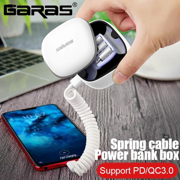 Currenttechpro1's tweet image. GARAS power bank.  PD/QC3.0 for iPhone/Micro USB/USB C mini Powerbank Fast Charger For xiaomi/huawei Type C To Type C Spring Cable