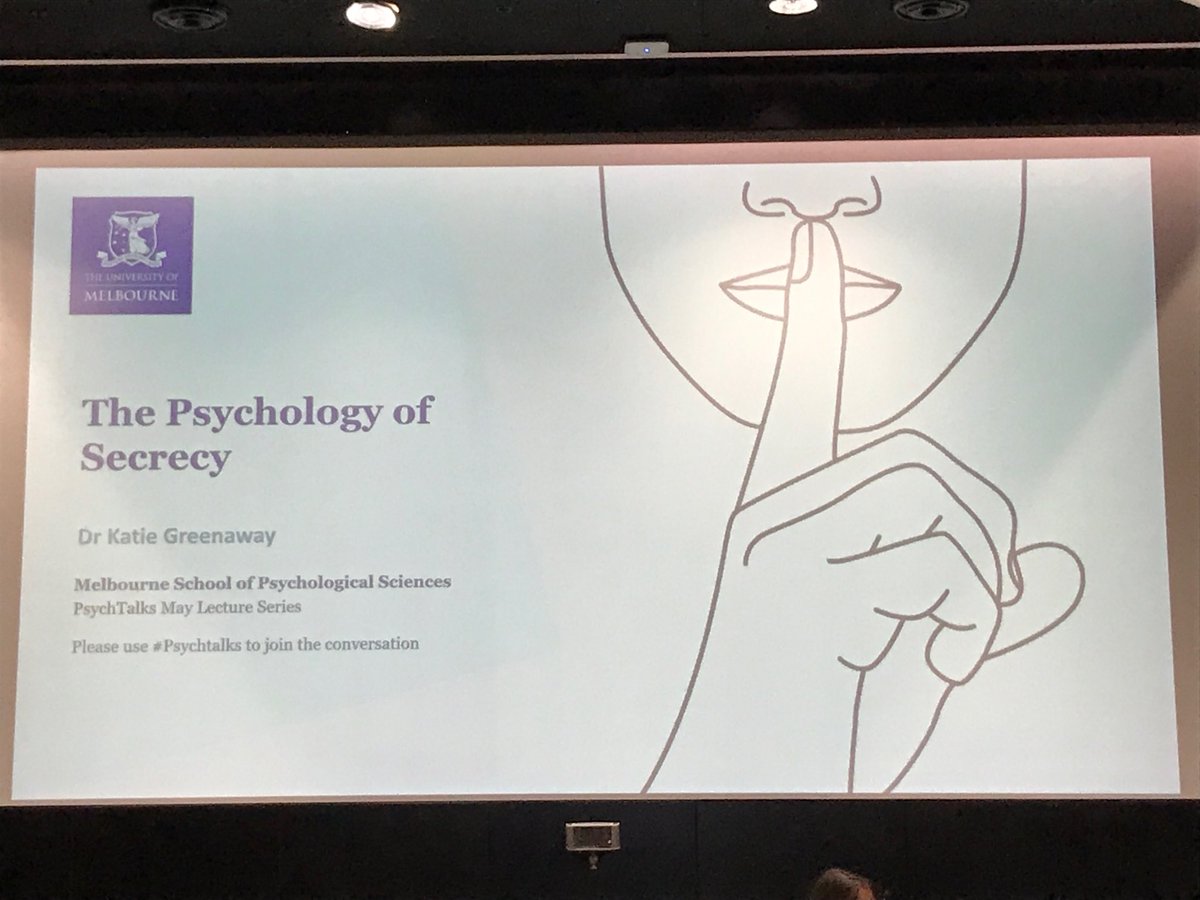 Chris_Hassall's tweet image. Intrigued to see world expert ⁦@katiehgreenaway⁩ speak on the psychology of secrecy. Keep it on the lowdown! #psychtalks