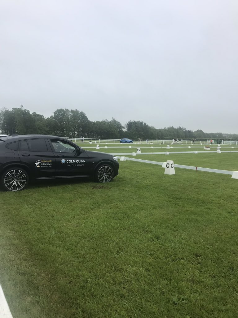 The <a href="/ColmQuinn_bmw/">Colm Quinn BMW</a> cars are keeping our judges dry and comfortable ahead of our dressage action today! 
The <a href="/CooleyHorses/">Cooley Sport Horses</a> CCI2YH*L has just started in arena 3! #tatts2019 #dontmissanyaction #seeyouthere